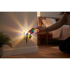 Stained Glass Parrot Night Light Plug-In | Vintage Style Colorful Bird Accent...